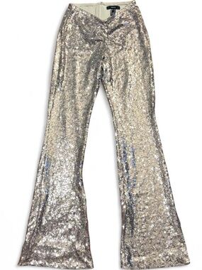 Silver sequins flared leg pants small
